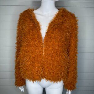 Candie’s Rust Furry Full Zip Jacket – Small (NWT)